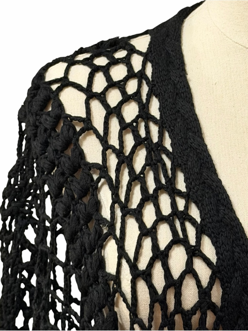 Soft Surroundings Boho Crochet Duster Cardigan Sz L/XLP Beachy Festival Cottage - Picture 3 of 9